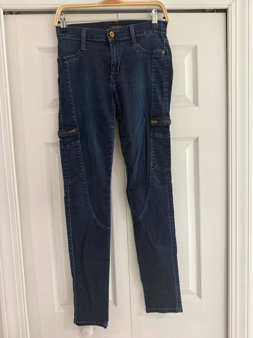James Jeans Cargo Skinny Jeans Dark Blue Denim. Stretchy very comfortable.
